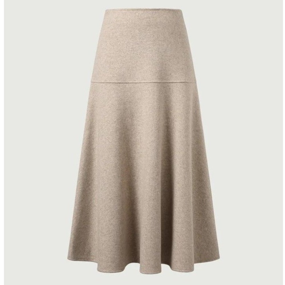 OGL Wool-Like Flared Maxi Skirt Women's Small Oatmeal Heather Cozy Winter NWT